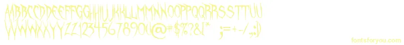 UnquietSpirits-Schriftart – Gelbe Schriften auf weißem Hintergrund
