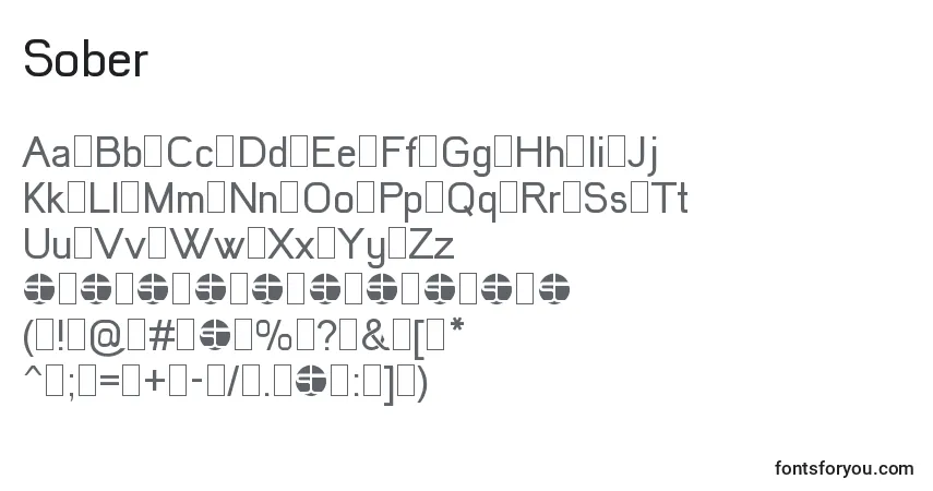 Czcionka Sober – alfabet, cyfry, specjalne znaki