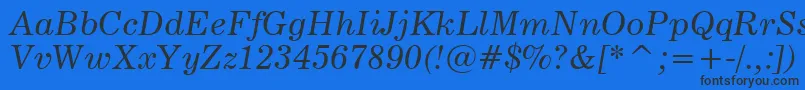 News705ItalicBt Font – Black Fonts on Blue Background