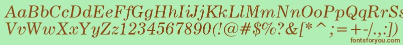 News705ItalicBt Font – Brown Fonts on Green Background