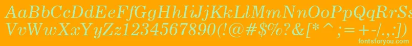 News705ItalicBt Font – Green Fonts on Orange Background