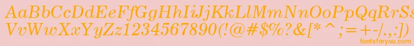 News705ItalicBt-Schriftart – Orangefarbene Schriften auf rosa Hintergrund