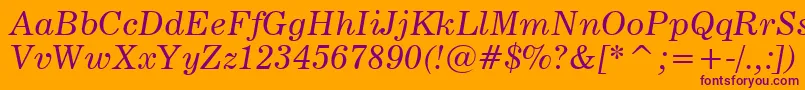 News705ItalicBt Font – Purple Fonts on Orange Background