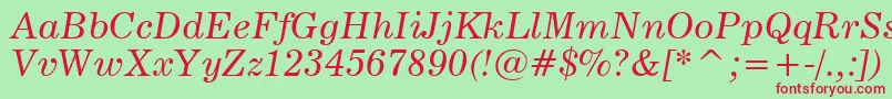 News705ItalicBt Font – Red Fonts on Green Background