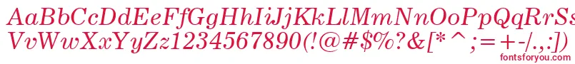 News705ItalicBt-fontti – punaiset fontit valkoisella taustalla
