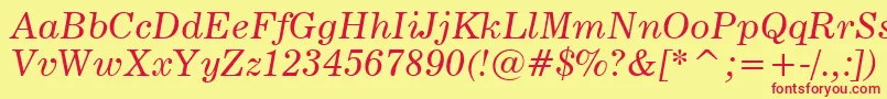 News705ItalicBt Font – Red Fonts on Yellow Background