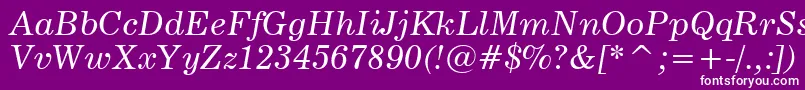 News705ItalicBt Font – White Fonts on Purple Background