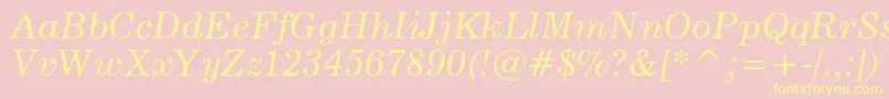 News705ItalicBt Font – Yellow Fonts on Pink Background