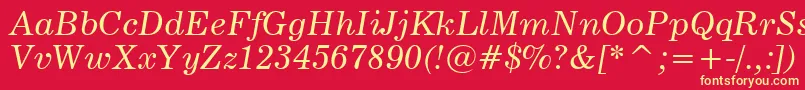 News705ItalicBt Font – Yellow Fonts on Red Background