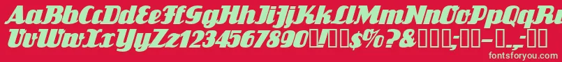 Шрифт FlandersrideItalic – зелёные шрифты на красном фоне