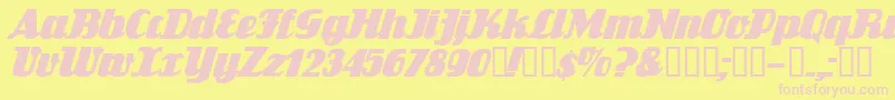 FlandersrideItalic Font – Pink Fonts on Yellow Background