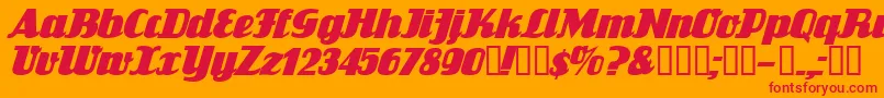 Czcionka FlandersrideItalic – czerwone czcionki na pomarańczowym tle