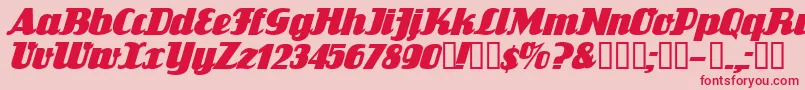 Fonte FlandersrideItalic – fontes vermelhas em um fundo rosa