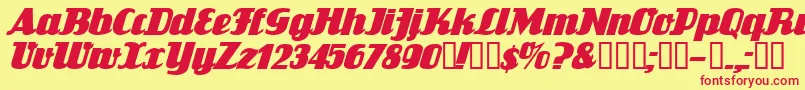 FlandersrideItalic Font – Red Fonts on Yellow Background