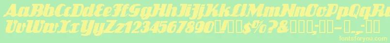 Шрифт FlandersrideItalic – жёлтые шрифты на зелёном фоне