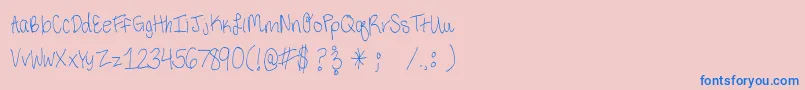 ThirdGradeHandwriting Font – Blue Fonts on Pink Background