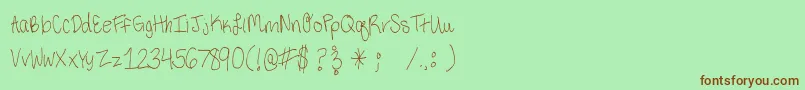 Шрифт ThirdGradeHandwriting – коричневые шрифты на зелёном фоне