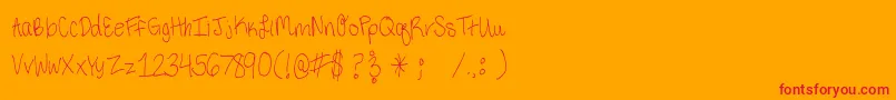 Шрифт ThirdGradeHandwriting – красные шрифты на оранжевом фоне