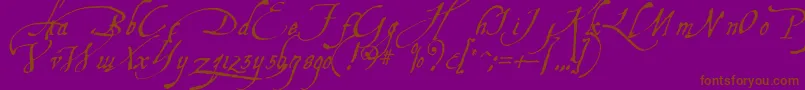 Aquiline-Schriftart – Braune Schriften auf violettem Hintergrund