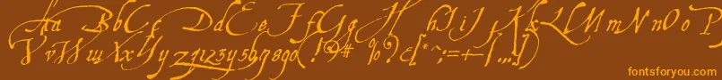 Aquiline-Schriftart – Orangefarbene Schriften auf braunem Hintergrund