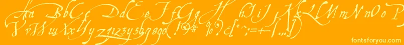 Aquiline-Schriftart – Gelbe Schriften auf orangefarbenem Hintergrund