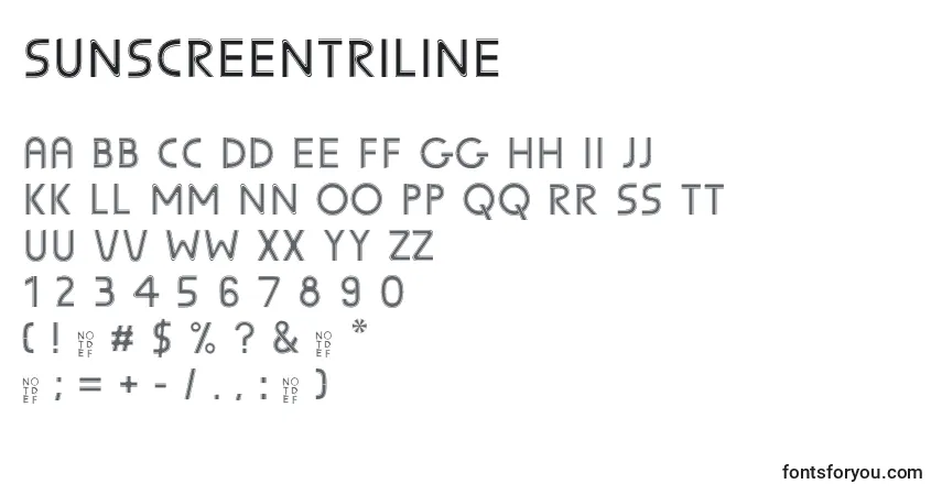 SunscreenTriline Font – alphabet, numbers, special characters