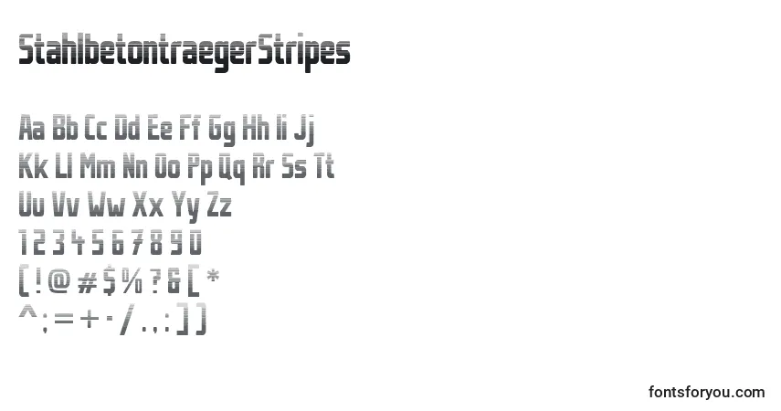 A fonte StahlbetontraegerStripes – alfabeto, números, caracteres especiais