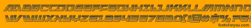 Armedlightningchromeitalic-Schriftart – Schwarze Schriften auf orangefarbenem Hintergrund