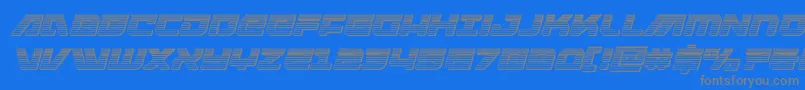 Armedlightningchromeitalic-fontti – harmaat kirjasimet sinisellä taustalla