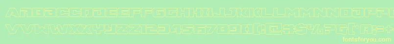 Supercommandoout-Schriftart – Gelbe Schriften auf grünem Hintergrund