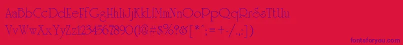 Weitere Informationen zur UniversityRegular-Schriftart UniversityRegular-Schriftart – Violette Schriften auf rotem Hintergrund