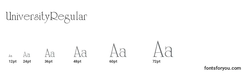 UniversityRegular Font Sizes