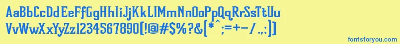 フォントLittlejohn – 青い文字が黄色の背景にあります。