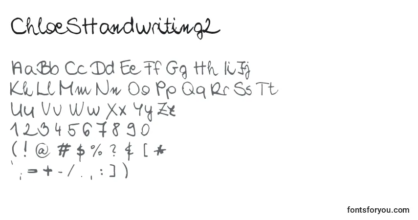 A fonte ChloeSHandwriting2 – alfabeto, números, caracteres especiais