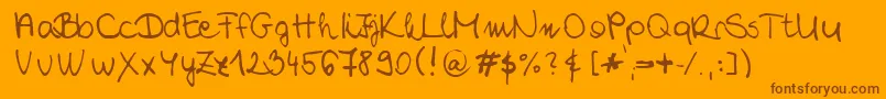 Weitere Informationen zur ChloeSHandwriting2-Schriftart ChloeSHandwriting2-Schriftart – Braune Schriften auf orangefarbenem Hintergrund