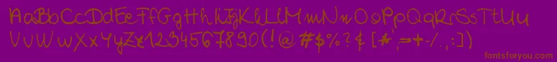 Fonte ChloeSHandwriting2 – fontes marrons em um fundo roxo