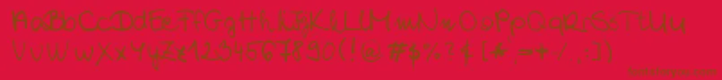 ChloeSHandwriting2-Schriftart – Braune Schriften auf rotem Hintergrund