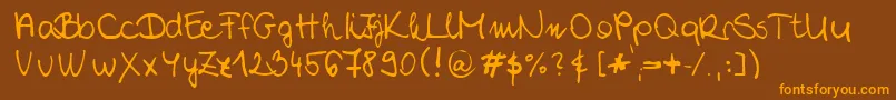 ChloeSHandwriting2-Schriftart – Orangefarbene Schriften auf braunem Hintergrund