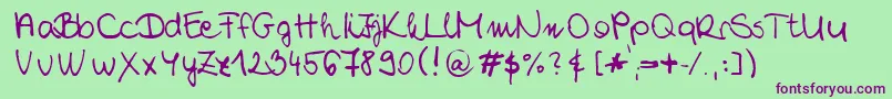 ChloeSHandwriting2 Font – Purple Fonts on Green Background