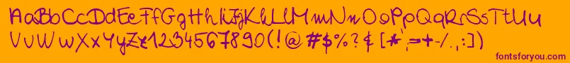 ChloeSHandwriting2-Schriftart – Violette Schriften auf orangefarbenem Hintergrund