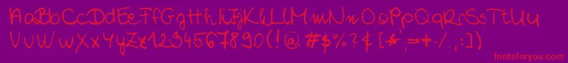 Czcionka ChloeSHandwriting2 – czerwone czcionki na fioletowym tle