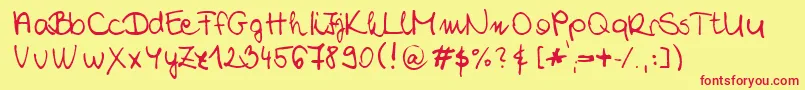 ChloeSHandwriting2 Font – Red Fonts on Yellow Background