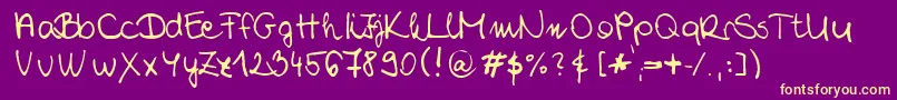 Czcionka ChloeSHandwriting2 – żółte czcionki na fioletowym tle