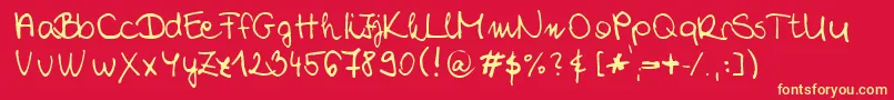 ChloeSHandwriting2 Font – Yellow Fonts on Red Background