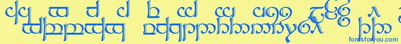 フォントSindcap2 – 青い文字が黄色の背景にあります。