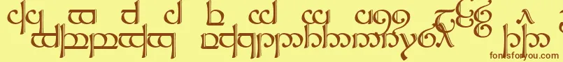 フォントSindcap2 – 茶色の文字が黄色の背景にあります。