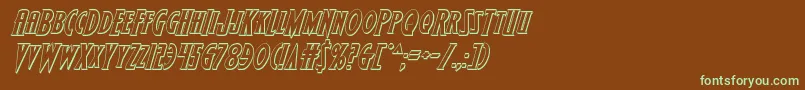 フォントWolfsbane2ii3Dital – 緑色の文字が茶色の背景にあります。