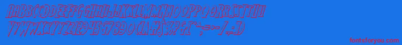 フォントWolfsbane2ii3Dital – 赤い文字の青い背景