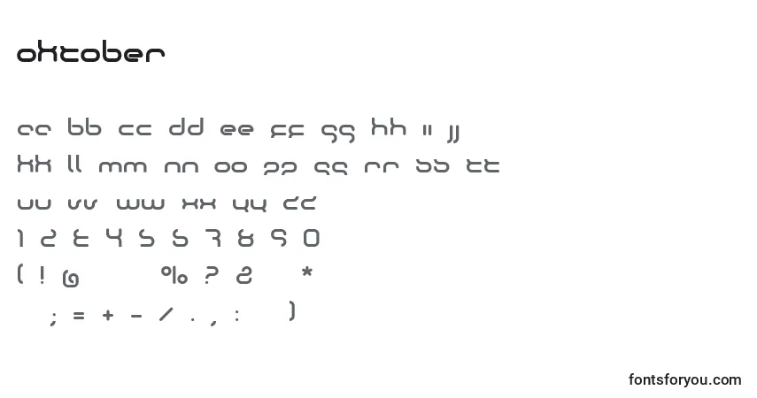 Шрифт Oktober – алфавит, цифры, специальные символы