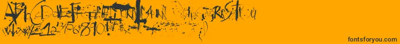 Steadman-Schriftart – Schwarze Schriften auf orangefarbenem Hintergrund